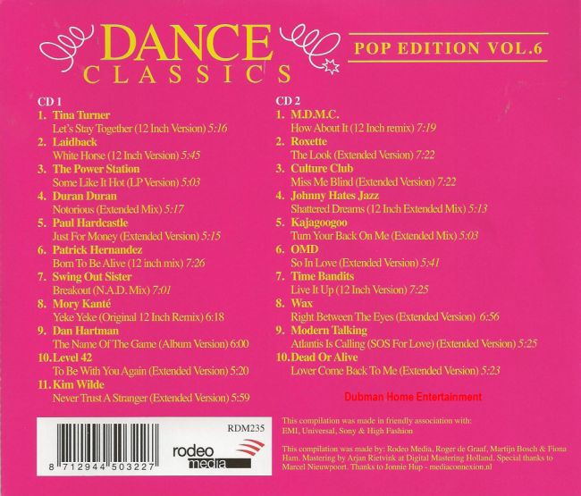 Dance Classics Pop Vol. 6 - Dubman Home Entertainment